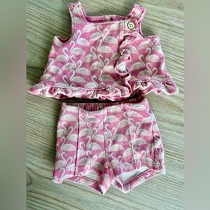 Janie and Jack Flamingo Pink and White Outfit